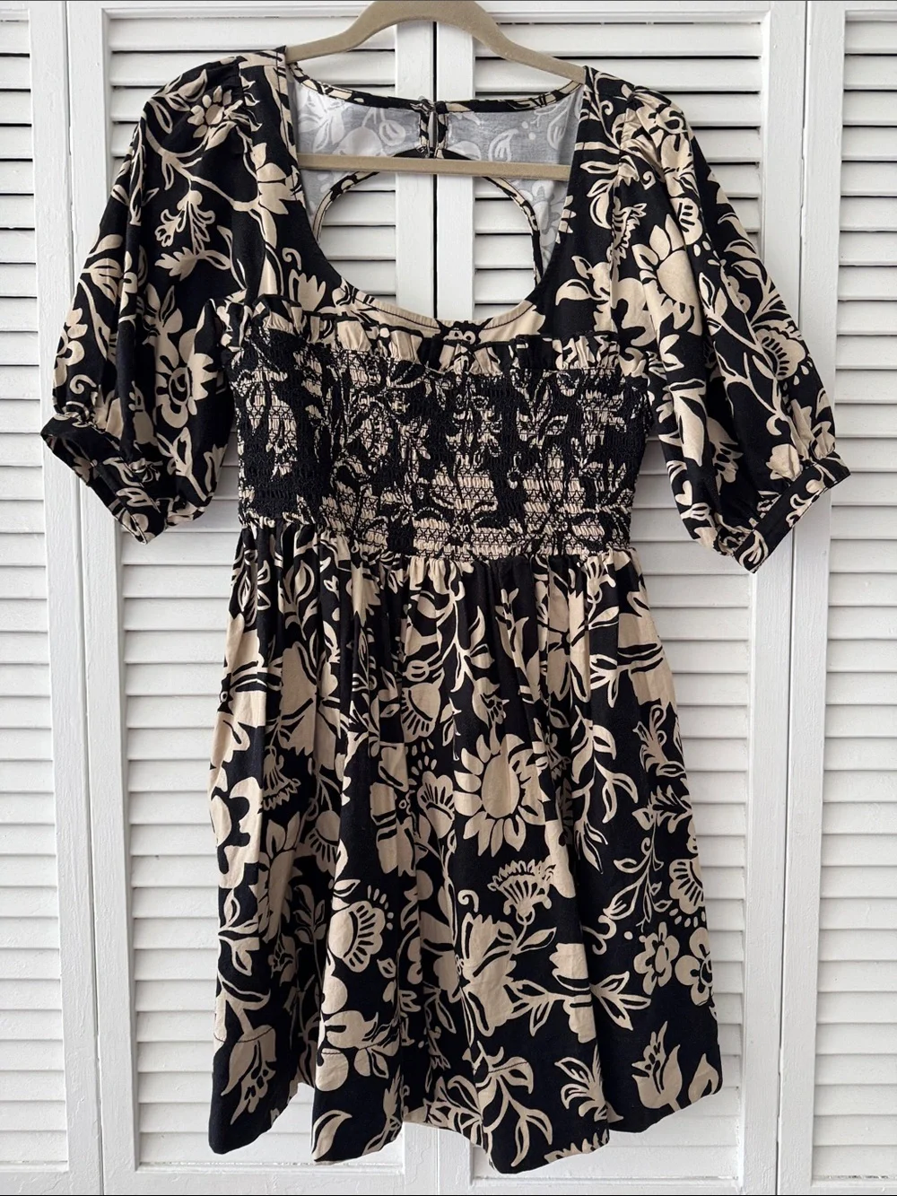 Free people Dear Delilah mini dress Black and Beige Floral. Worn once